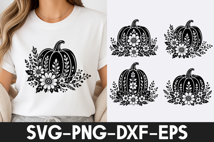 Floral Pumpkin Fall Halloween Shirt SVG PNG