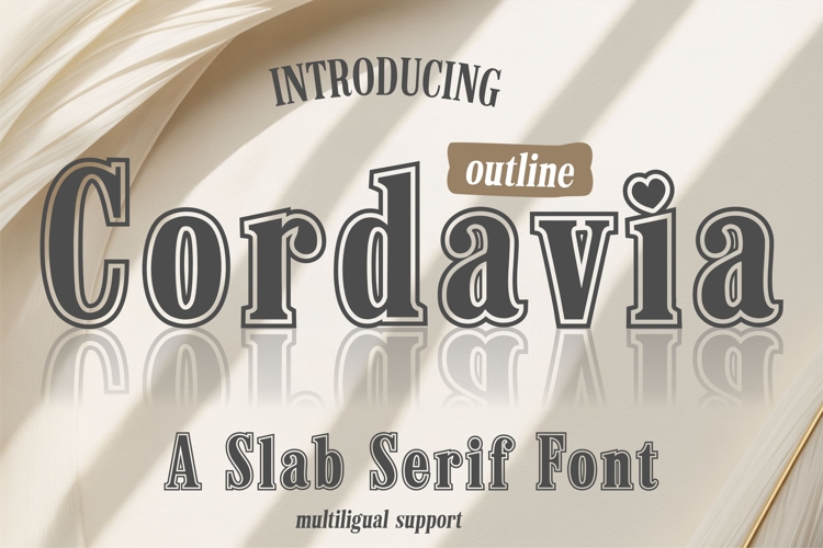 Cordavia Outline Font Playful Slab Serif with Heart