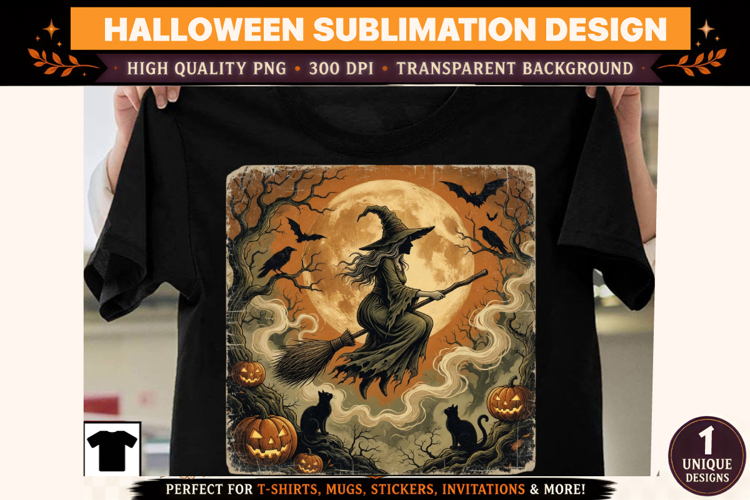 Vintage Halloween Witch PNG | Spooky Witch Sublimation
