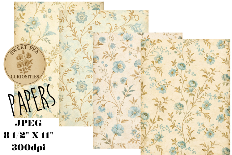 Shabby Chic, Blue, Papers, Junk Journal