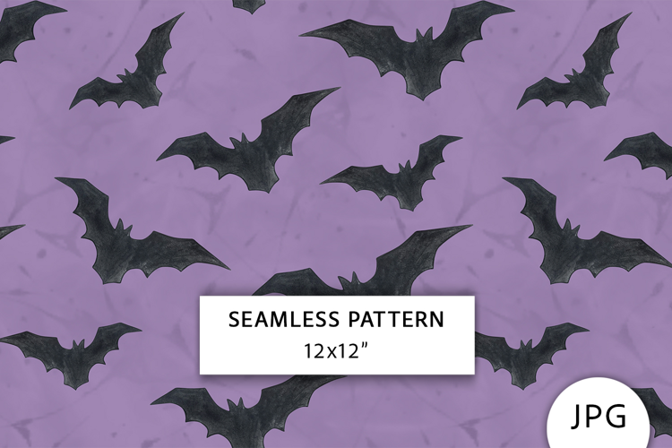 Watercolor Bat Seamless Pattern