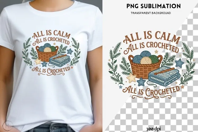 Christmas crochet png design for T-shirts