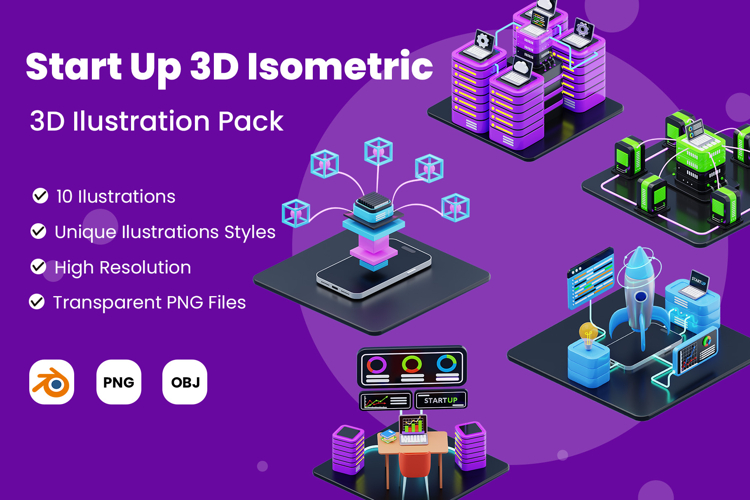 3D Start Up Isometric Pack example image 1