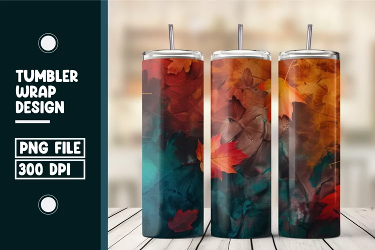 Autumn Leaves Tumbler Wrap Design