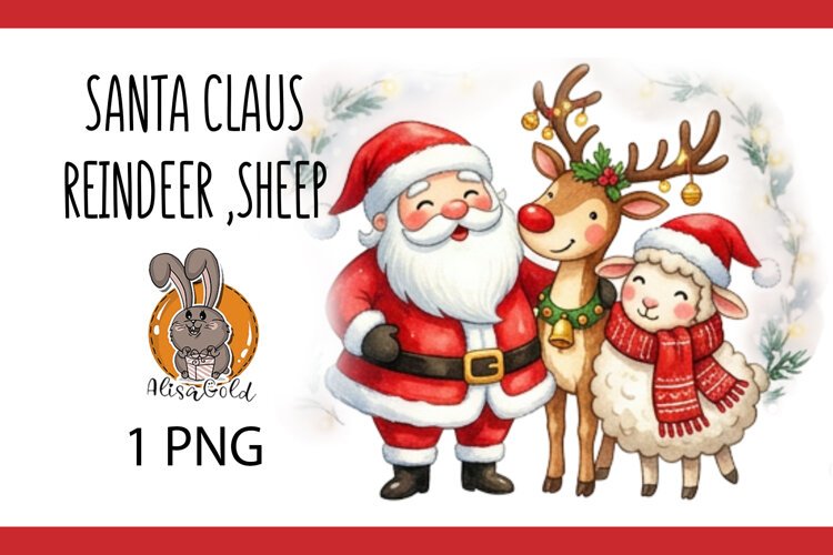 Santa Claus, reindeer, sheep, Christmas, new year example image 1