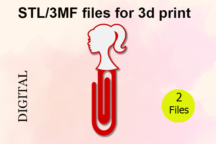 Paper Clips, Woman Profile, STL/3MF files for 3D Printing