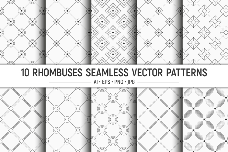 10 rhombuses seamless patterns