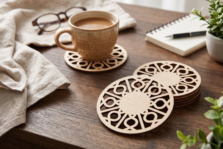 Round Monogram Coaster SVG - Laser Cut Blank Ornament File example image 1