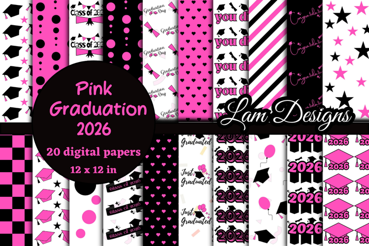 Graduation 2026 pink digital papers