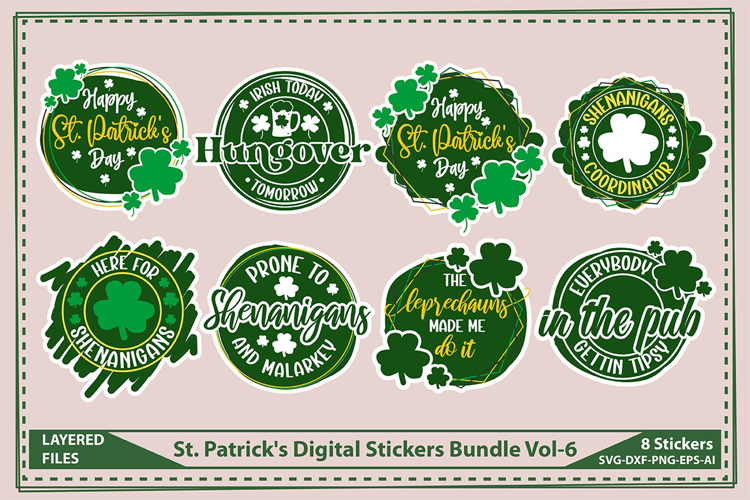 St. Patricks Digital Stickers Bundle