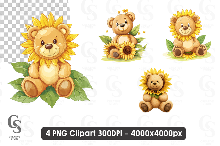 Sunflower Teddy Bear Clipart PNG