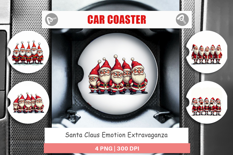 Santa Emotion Extravaganza Car Coaster