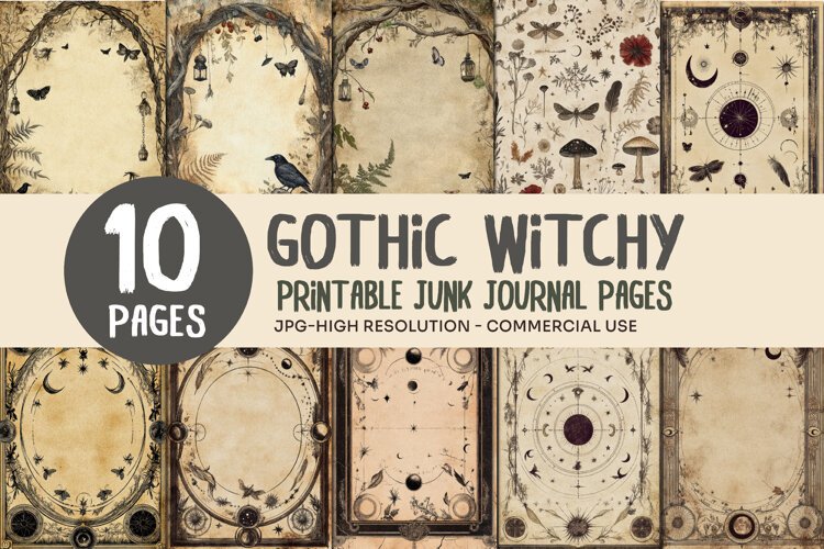 Gothic Witch Junk Journal Pages example image 1