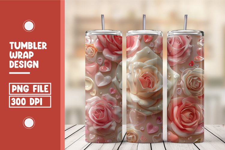 Heart Flower Tumbler Wrap Design example image 1