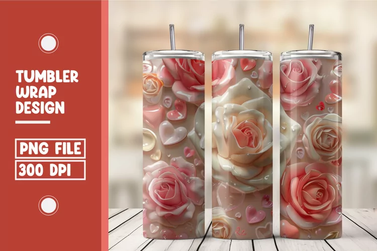 Heart Flower Tumbler Wrap Design