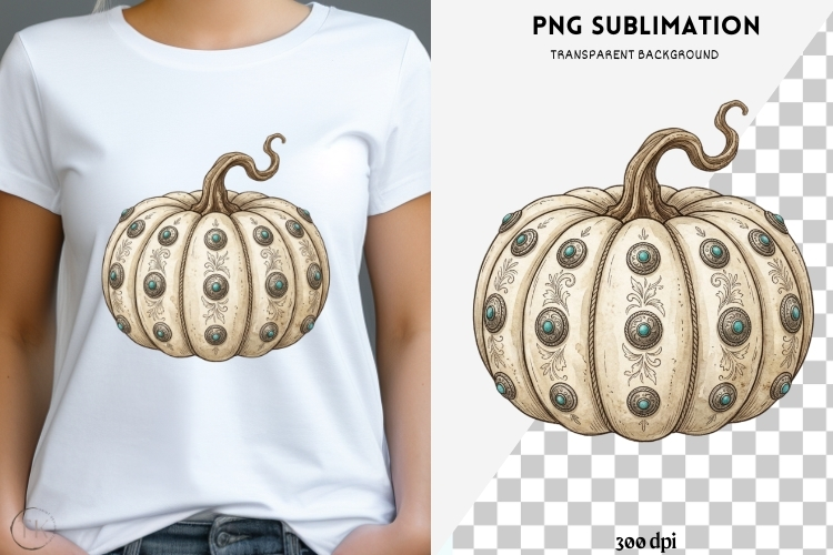 Rustic western pumpkin png design for T-shirts