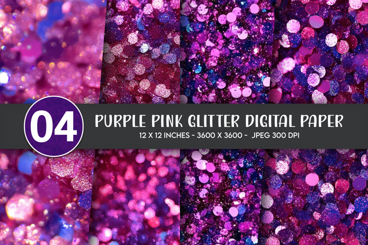 Purple Pink Glitter Digital Paper