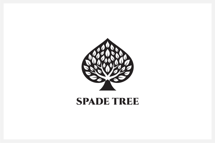 Spade Tree Logo Design Vector Illustration