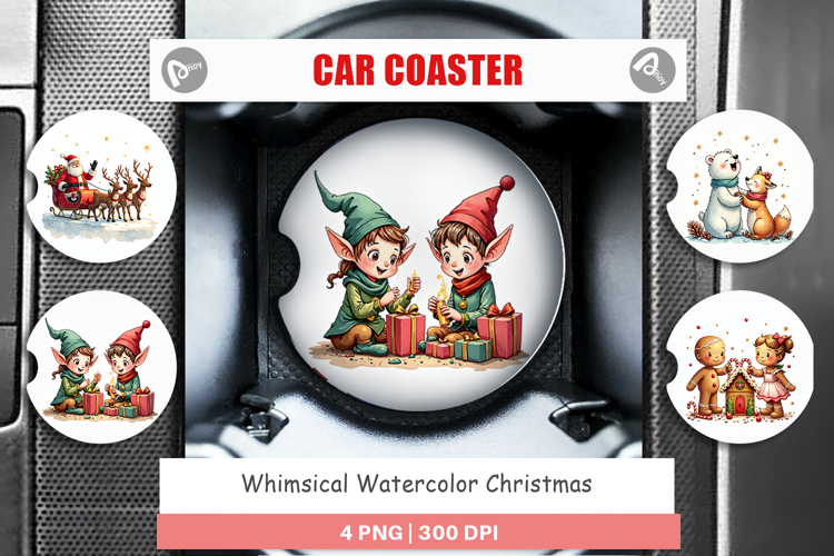Whimsical Christmas Car Coaster