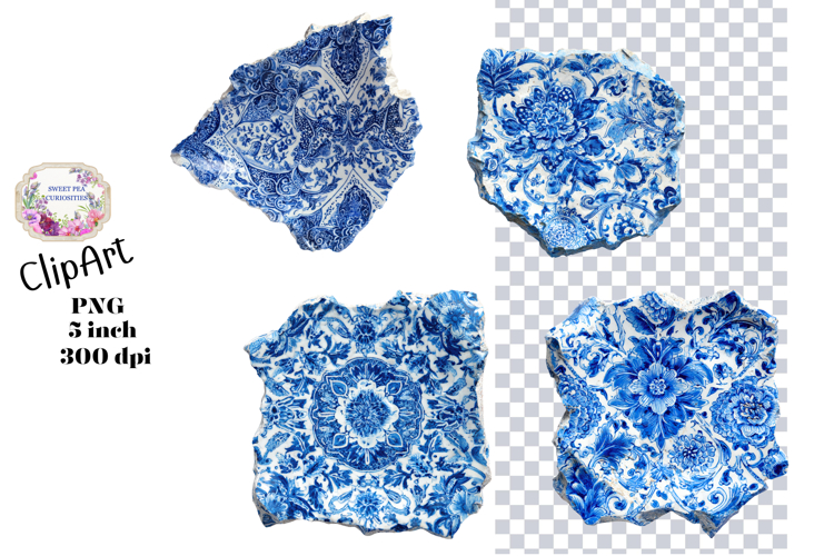 Blue Toile, Ephemera, PNG, Clipart, Junk Journal, flowers