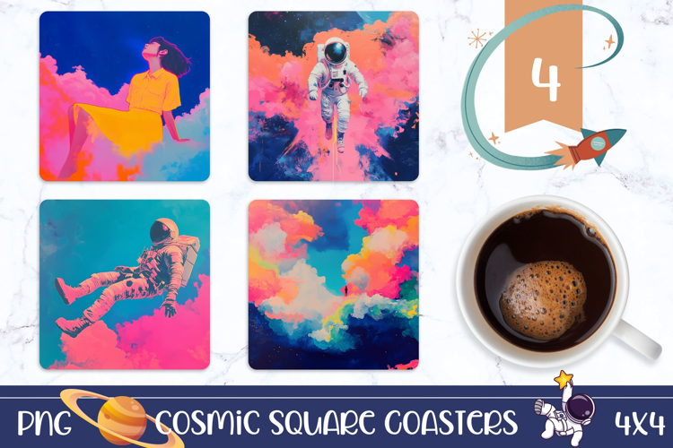 Art Space Square Coasters, Neon Sky Square Coaster Designs