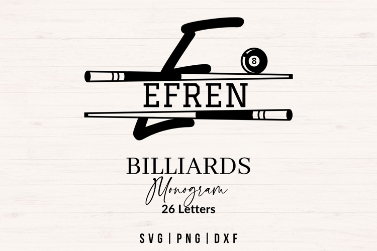 Billiards Split Monogram SVG Bundle AZ | Pool Cue 8 Ball