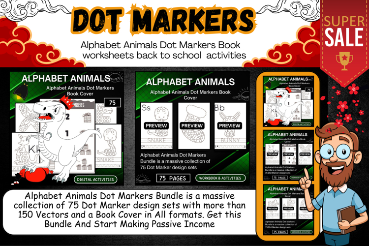 Alphabet Animals Dot Markers Book Cover worksheets for kids