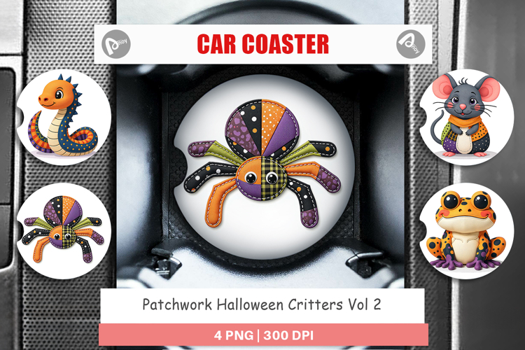 Car Coaster Patchwork Halloween Critters
