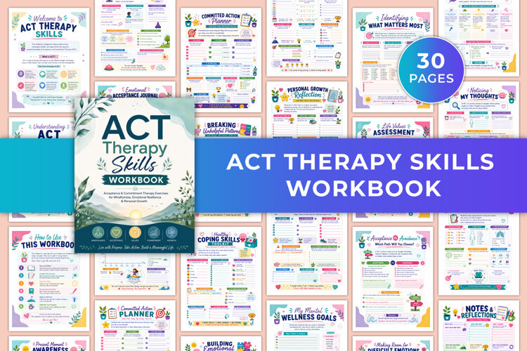 ACT Therapy Skills Workbook | Acceptance, Mindfulness example image 1