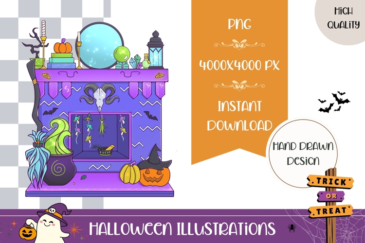Hand Drawn Magic Illustration, Halloween Fireplace PNG