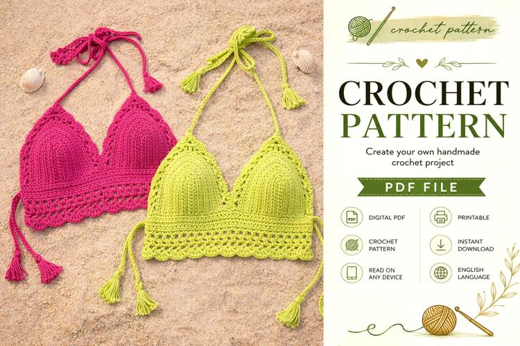 Scalloped Crochet Bralette Top Pattern PDF