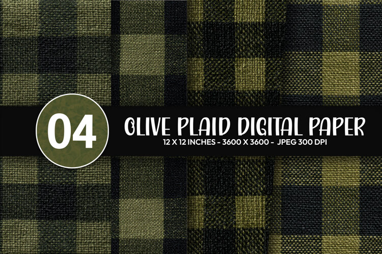 Olive Plaid Digital Paper example image 1
