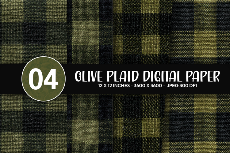 Olive Plaid Digital Paper