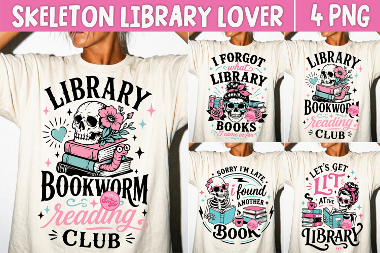 Library Lover Skeleton PNG, Bookworm Humor Reading Club
