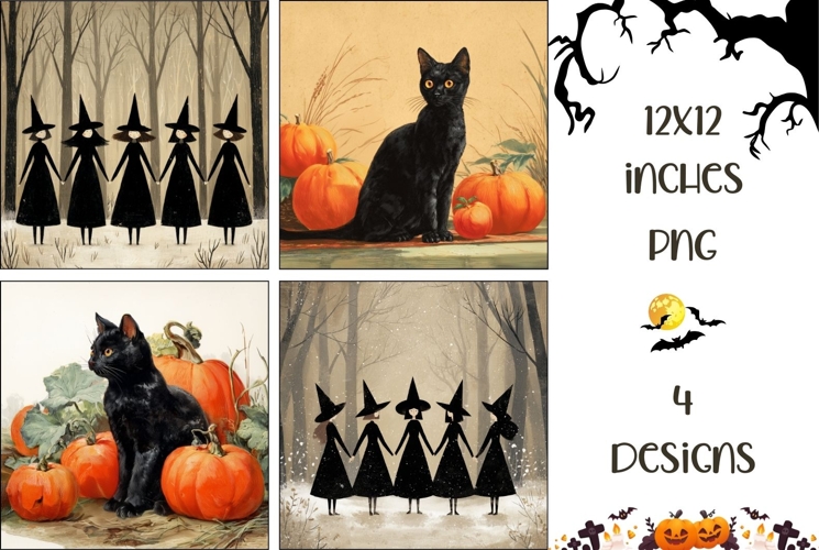 Vintage Halloween Backgrounds, Halloween Witches PNG