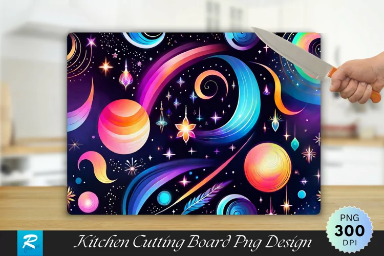 Colorful Doodle Cutting Board Sublimation Design
