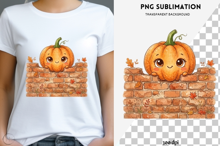 Peeking pumpkin halloween png design for T-shirts