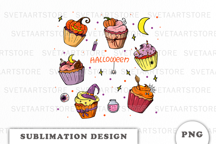 Cute Halloween Cupcakes png