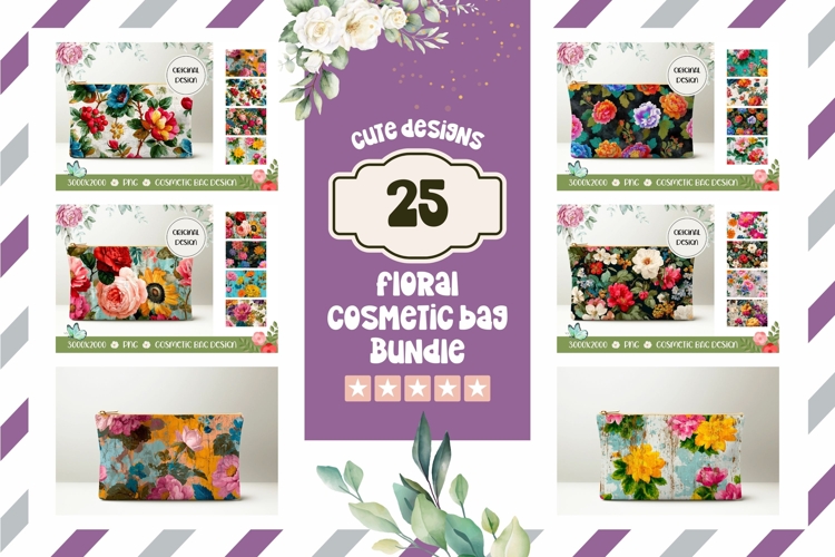 Cute Cosmetic Bag Bundle, Floral Cosmetic Bag Designs