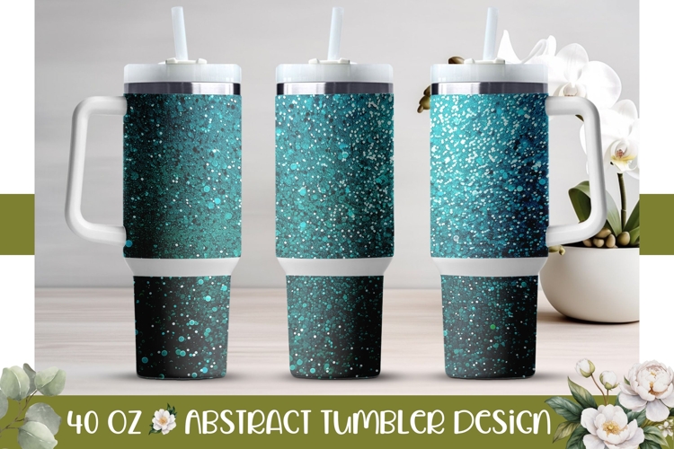Dark Glitter Tumbler Design, Turquoise 40 Oz Tumbler Wrap