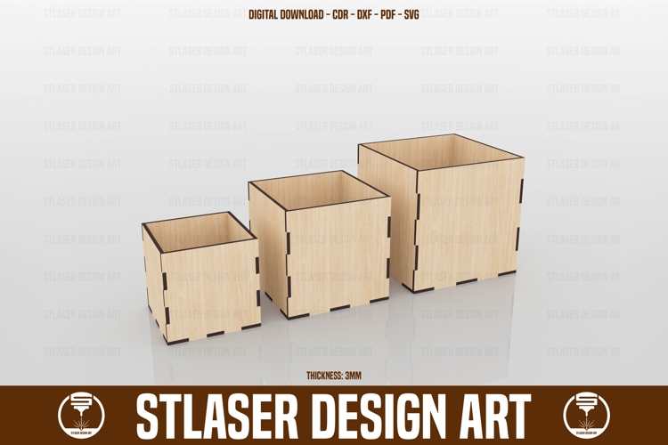 3 Size Laser Cut Storage Box Files, Laser Cutting Files