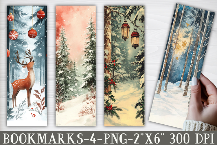 Vintage Christmas Forest Bookmark