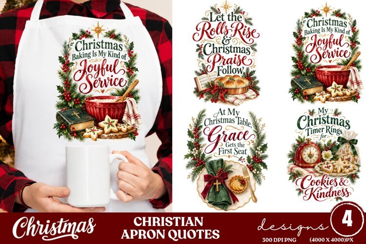 4 Christian Christmas Apron PNG Designs, 4 Faith Christmas B example image 1