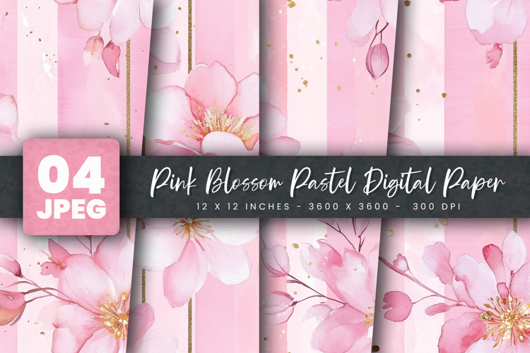 Pink Blossom Pastel Digital Paper