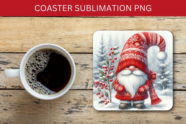 square coaster - christmas gnome santa claus
