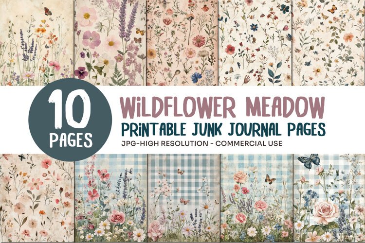 Wildflower Meadow Junk Journal Pages example image 1