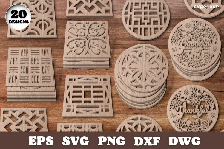 Coasters Laser Cut | Svg Bundle | Mandala example image 1