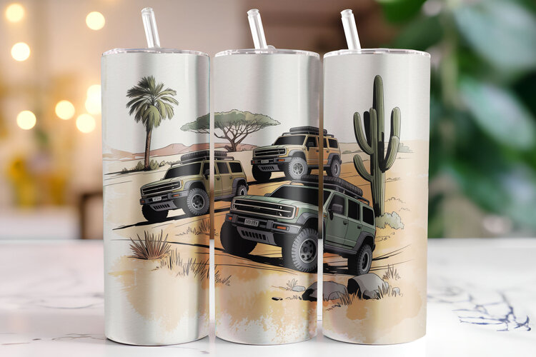 Mountain Off Road Car Tumbler Wrap | Sublimation | Tumblers example image 1