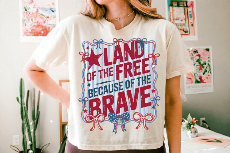 Land of the free because of the brave PNG T-Shirt|4th of Jul