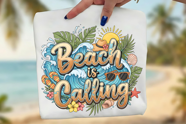 Beach Is Calling PNG, Tropical Summer Sublimation Design